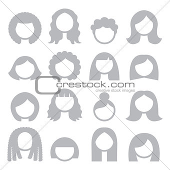 Woman grey hair styles, wigs icons