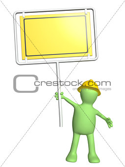 3d puppet-builder with emergency sign