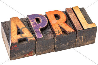 April month in wood type