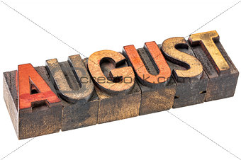 August month in wood type