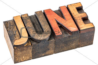 June month in wood type