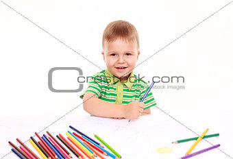 Boy with books for an education portrait