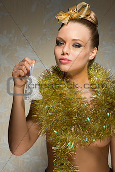 sexy christmas girl with bell