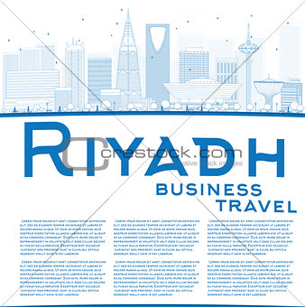 Outline Riyadh skyline with blue buildings