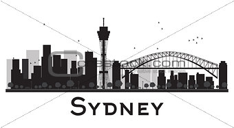 Sydney City skyline black and white silhouette