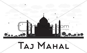 Taj Mahal skyline black and white silhouette