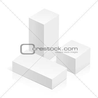 white 3D rectangles