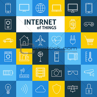 Vector Line Art Internet of Things Icons Set