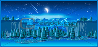 picturesque valley at night