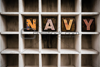 Navy Concept Wooden Letterpress Type in Drawer