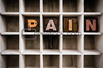 Pain Concept Wooden Letterpress Type in Drawer