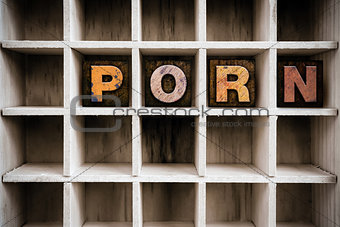 Porn Concept Wooden Letterpress Type in Drawer