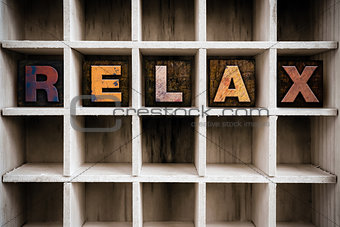 Relax Concept Wooden Letterpress Type in Drawer