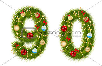Christmas alphabet number vector illustration