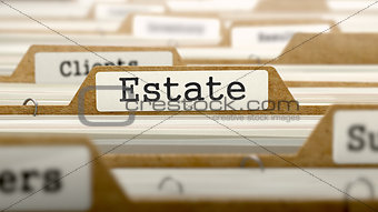 Estate Concept with Word on Folder.