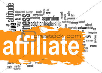Affiliate word cloud with orange banner