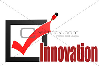 Check mark with innovation word