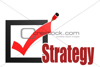 Check mark with strategy word