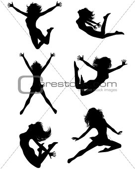 Six jumping teenagers