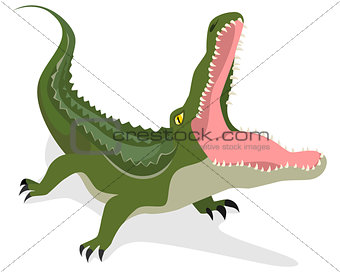 Green crocodile attacks