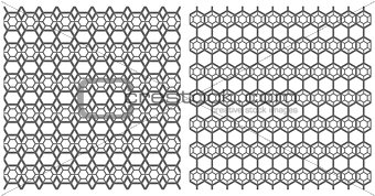 Seamless hexagons patterns. Latticed textures. 