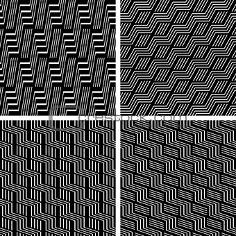 Seamless patterns set. Geometric textures. 