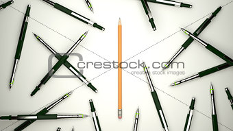 Pencil singled out from the crowd