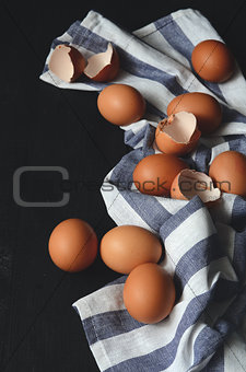 Chicken eggs on the table