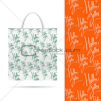 Holiday pattern over paper package