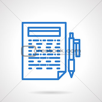Writing reports blue line vector icon