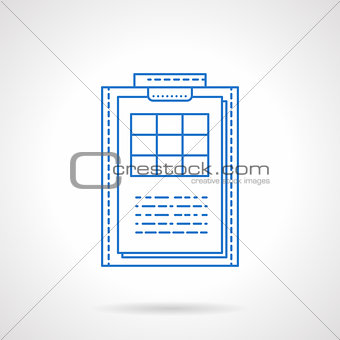 Clipboard with checklist blue line vector icon