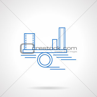 Income analysis blue flat line vector icon