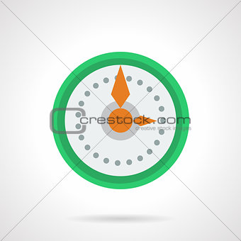 Green round wall clock flat color vector icon
