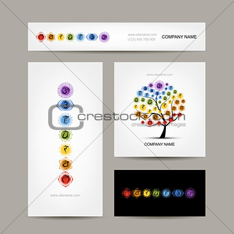 Business cards design, seven main chakras