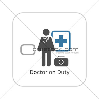 Doctor on Duty Icon. Flat Design.