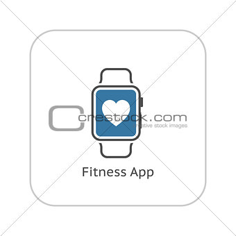 Fitness App Icon. Flat Design.