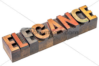 elegance word in vintage wood type
