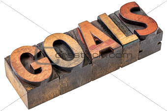 goals word in vintage wood type