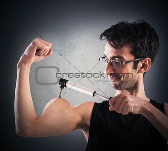 Ironic muscular man