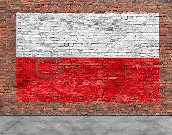 Polish flag painted on brick wall
