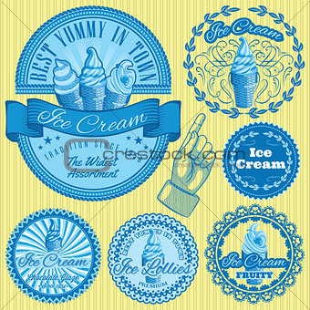 set vector patterns with different kinds of ice cream