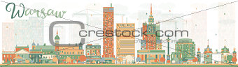 Abstract Warsaw skyline with color buildings