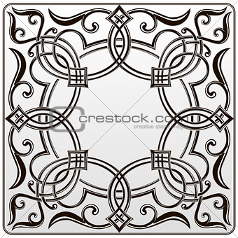 black white symmetrical floral pattern for engraving