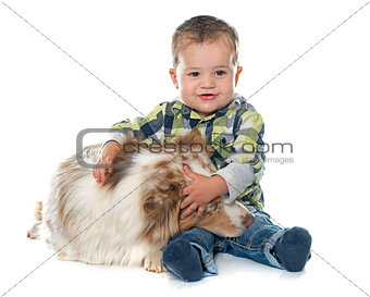 little boy and dog
