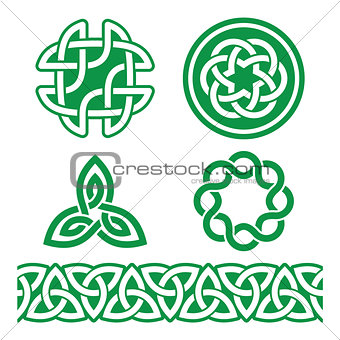 Celtic Irish green patterns and knots - vector, St Patrick's Day