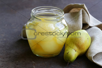 canned yellow pears, natural organic dessert