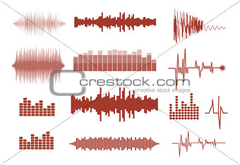 Sound waves set. Music waves icons. Audio equalizer technology. Vector illustration.