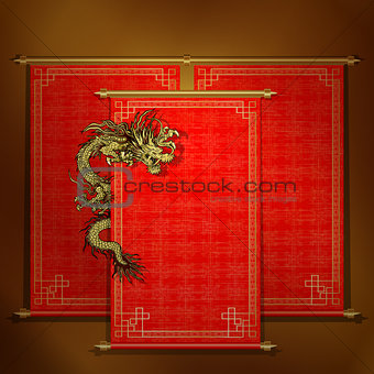 Red scroll with chinese dragon