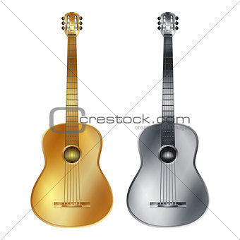 Gold and silver acoustic guitar