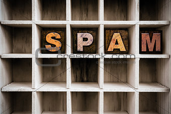 Spam Concept Wooden Letterpress Type in Drawer